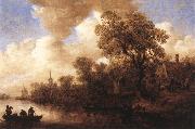 Jan van Goyen River Scene oil on canvas
